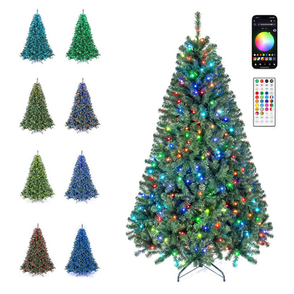 6FT Pre-lit Christmas Tree with 300 RGB LED Lights