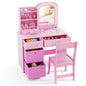 Kids Vanity Set with Lighted Mirror and Storage Drawers