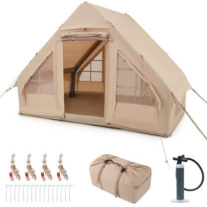 Waterproof 4-Season Blow-up Air Tent with Pump & 2 Doors