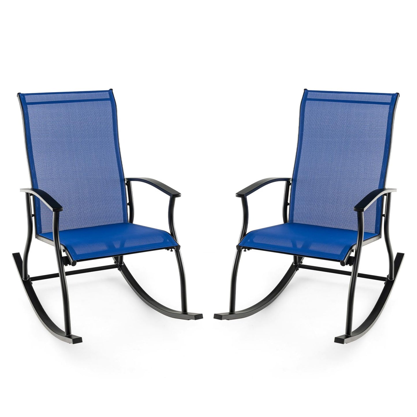 2 Pieces Outdoor Rocking Chairs with Breathable Backrest