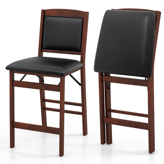 Set of 2 Counter Height Chairs with Rubber Wood Legs