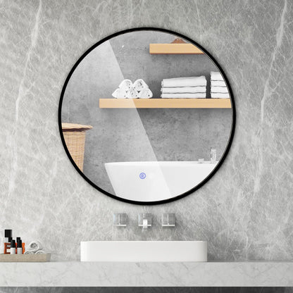 60 CM Round Bathroom Mirror with LED Lights and Anti-Fog Design