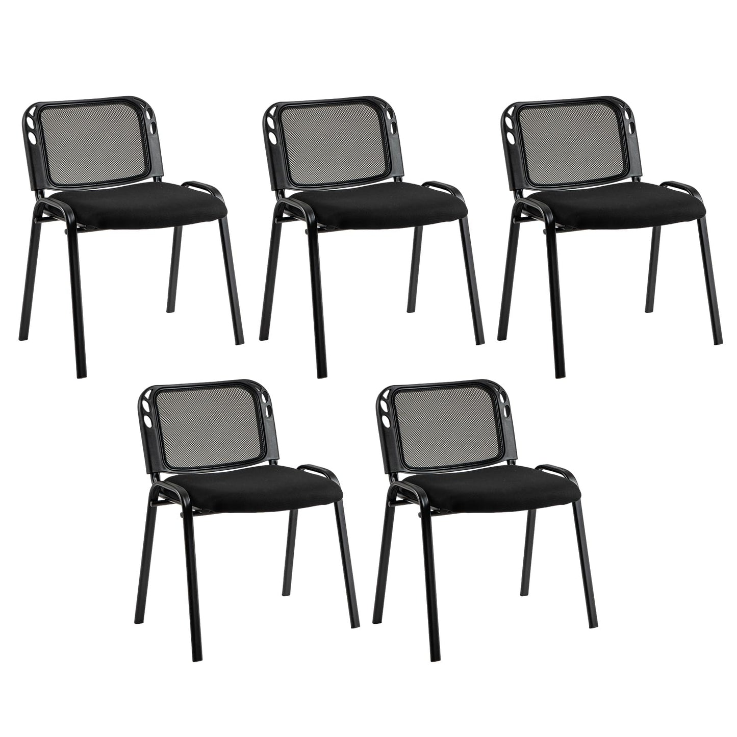 Set of 5 Stackable Waiting Room Chairs with Mesh Backrest and Waterfall Seat