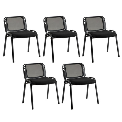 Set of 5 Stackable Waiting Room Chairs with Mesh Backrest and Waterfall Seat