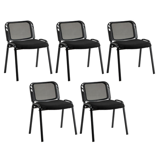 Set of 5 Stackable Waiting Room Chairs with Mesh Backrest and Waterfall Seat