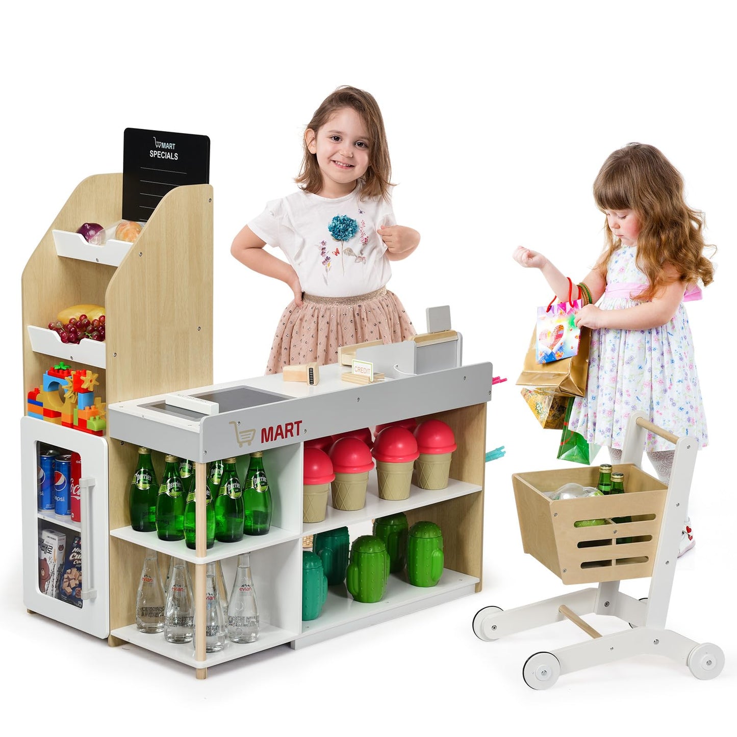Supermarket Play Set with Shopping Cart for Toddlers