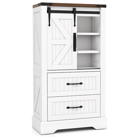 Farmhouse Bathroom Floor Cabinet with Sliding Barn Door
