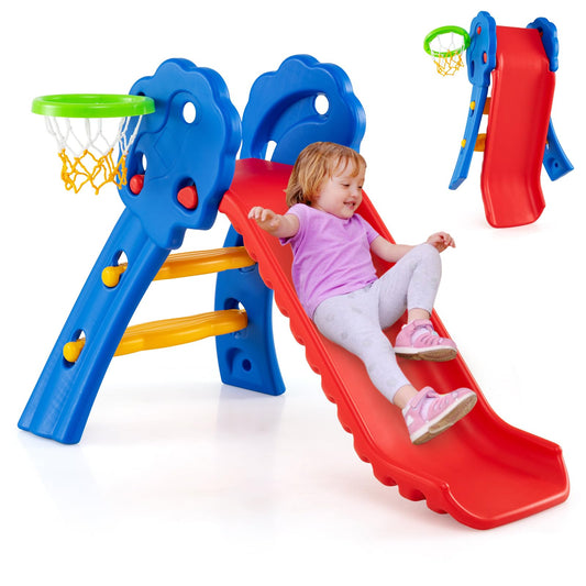 3 in 1 Toddler Slide with Basketball Hoop for Indoor and Outdoor Playground