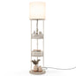 Floor Lamp with 3 Storage Shelves & Linen Fabric Shade