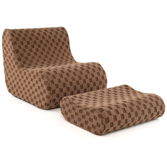 Bean Bag Chair with Ottoman Accent Lazy Sofa Chair Set