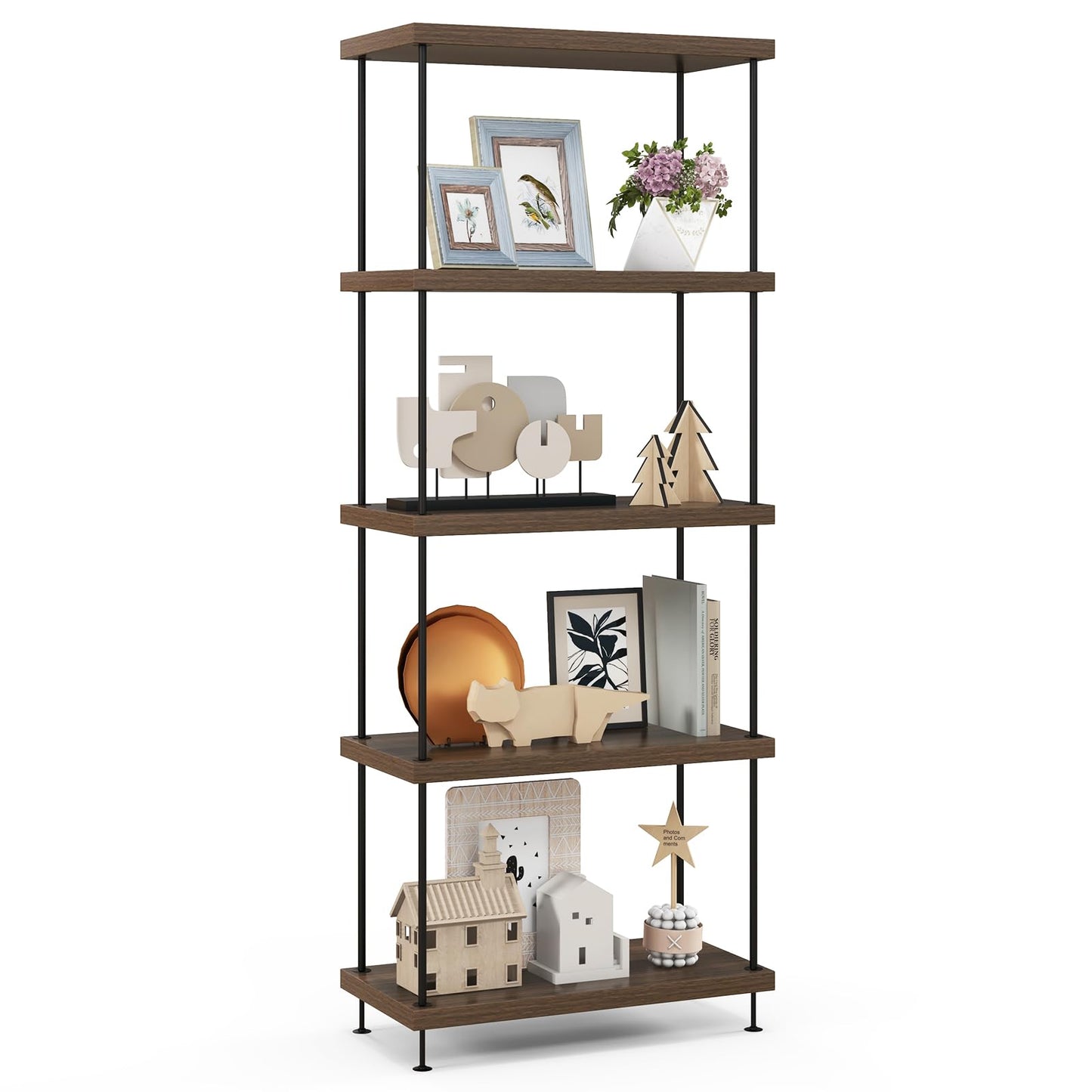 5-Tier Multipurpose Display Rack with Metal Frame for Living Room Home Office