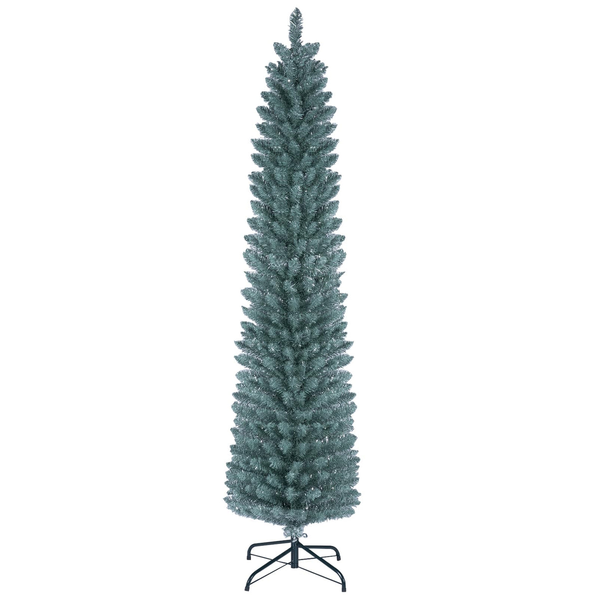 5FT/6FT/7FT Green Pencil Slim Christmas Tree, Traditional Artificial Pine Xmas Tree
