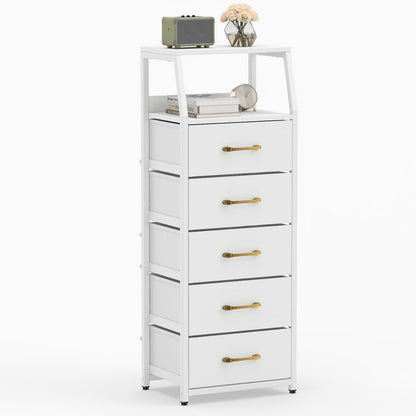 5-Drawer Storage Cabinet with Detachable Foldable Fabric Drawers and Anti-Tipping Kits