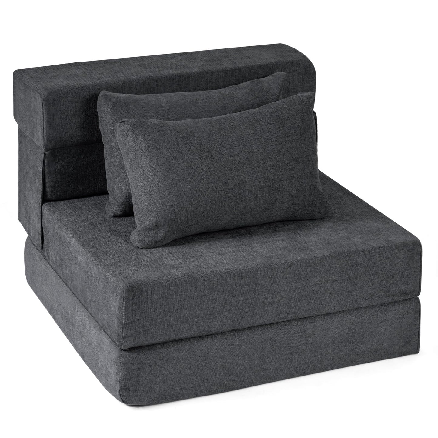 Folding Sofa Bed, 3-in-1 Convertible Sleeper Chair Futon Couch Bed with 2 Pillows