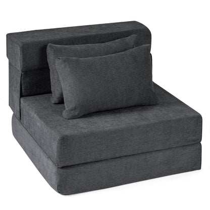 Folding Sofa Bed, 3-in-1 Convertible Sleeper Chair Futon Couch Bed with 2 Pillows