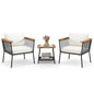 3 Piece Patio Furniture Set with Acacia Wood Armrests and Tabletop