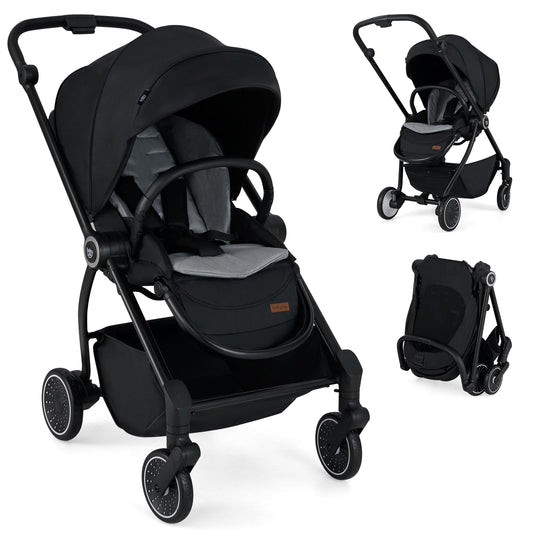 Foldable Pushchair with Reversible Seat, Reclining Backrest, Adjustable Canopy