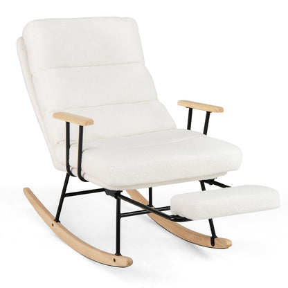 Nursery Rocking Chair Teddy Velvet Upholstered Rocking Chair
