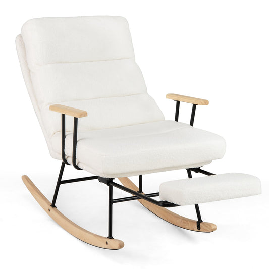 Nursery Rocking Chair Teddy Velvet Upholstered Rocking Chair