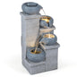 4-Tier Outdoor Water Fountain, Cascading Waterfall Fountain with 3 LED Lights