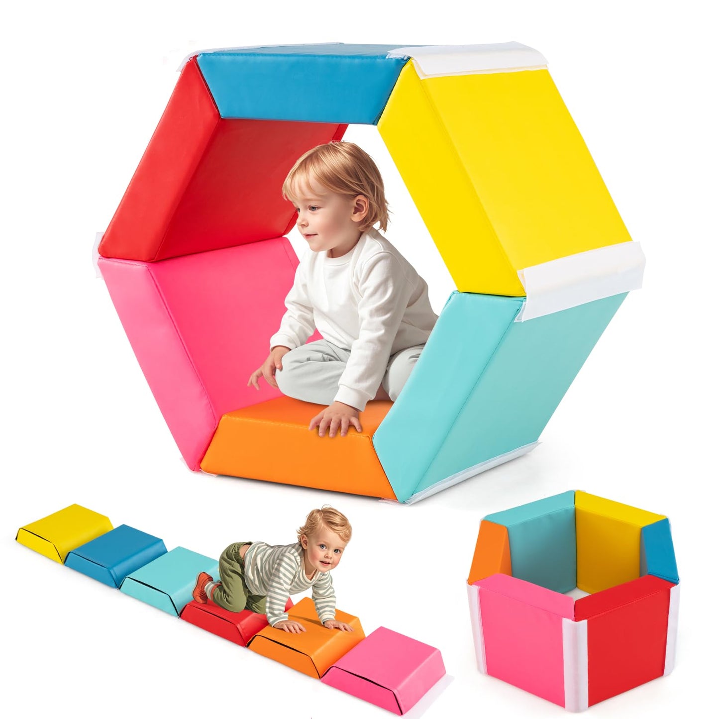 Colorful Exercise Tumble Mat for Kids with Detachable Zippered PU Covers