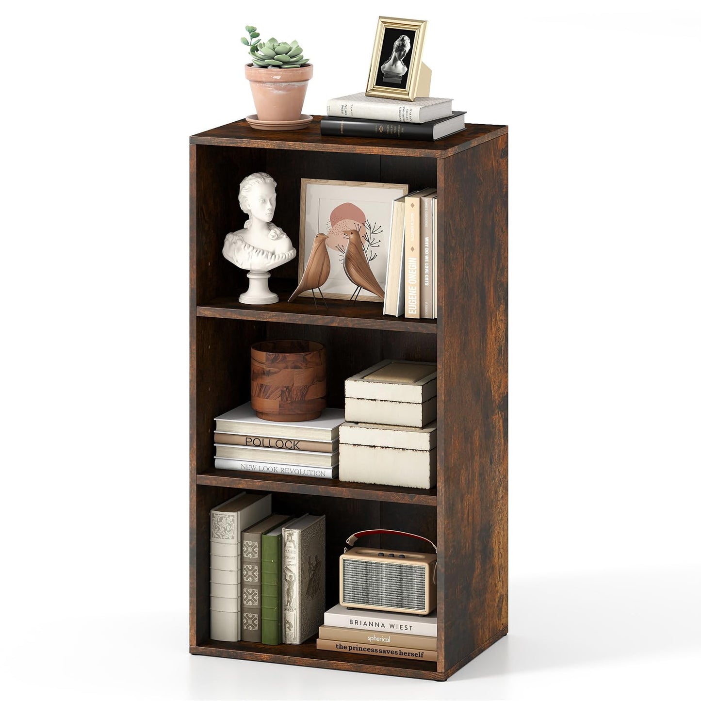 3-Tier Bookcase (42 x 29.5 x 80 cm,White) | Wooden Compact Storage Bookshelf