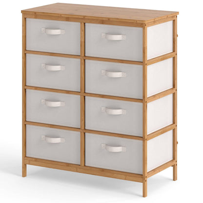 Bamboo Storage Tower with Foldable Fabric Drawers and Top Shelf