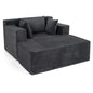 Single Floor Sofa Bed with Ottoman & 3 Pillows, Corduroy Chaise Lounge Chair Boneless Couch