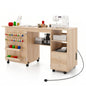 Folding Sewing Table with Charging Station, Craft Table (Natural) | Drop Leaf
