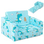 2-in-1 Toddler Sofa Fold-Out Couch Convertible with Side Pockets