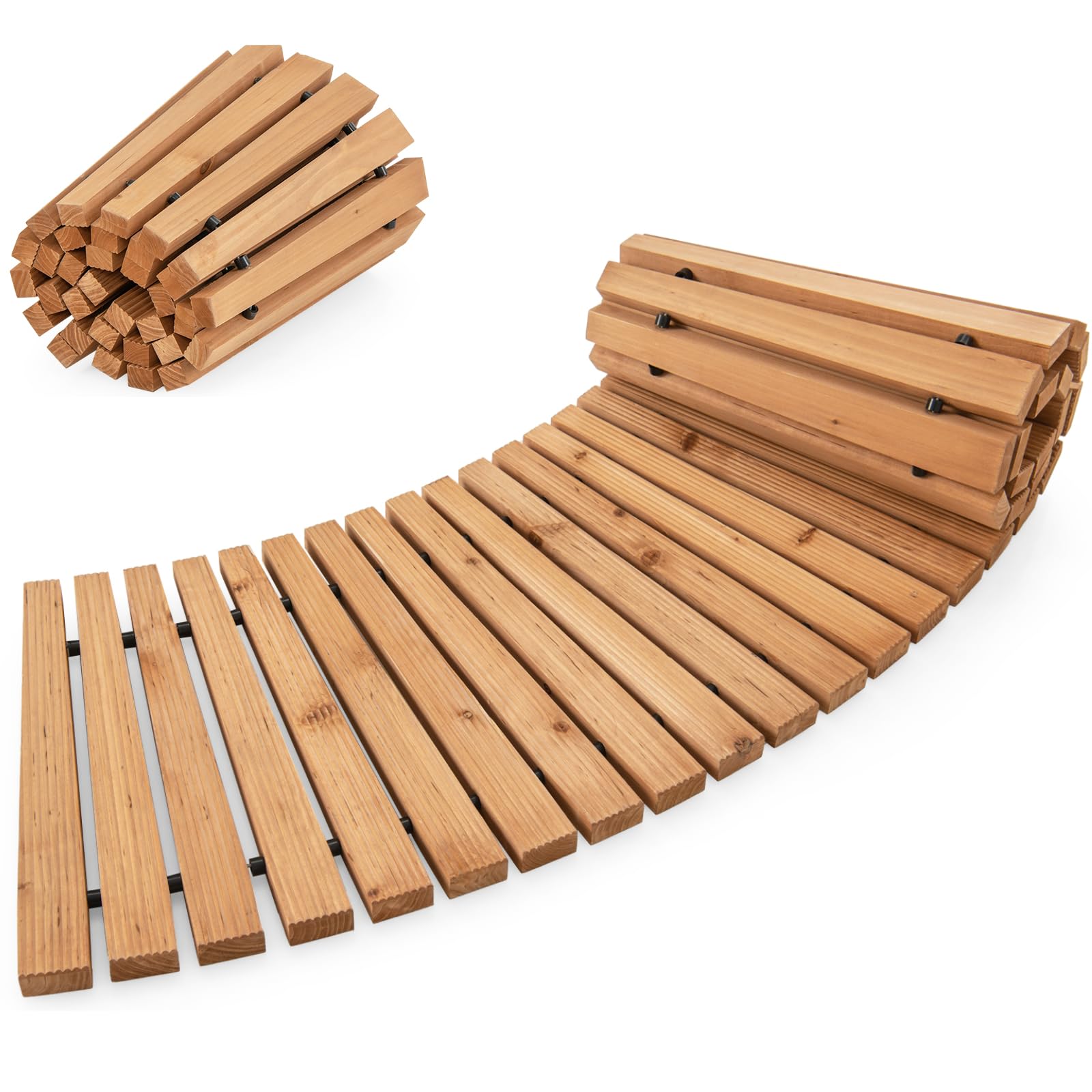 GiantexUK Roll Out Garden Path Walkway, 43/53 x 216cm Wooden Curved Pa