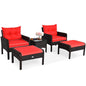 4-Seater Cushioned Sofa Chair with Glass Top Coffee Table and Footstool