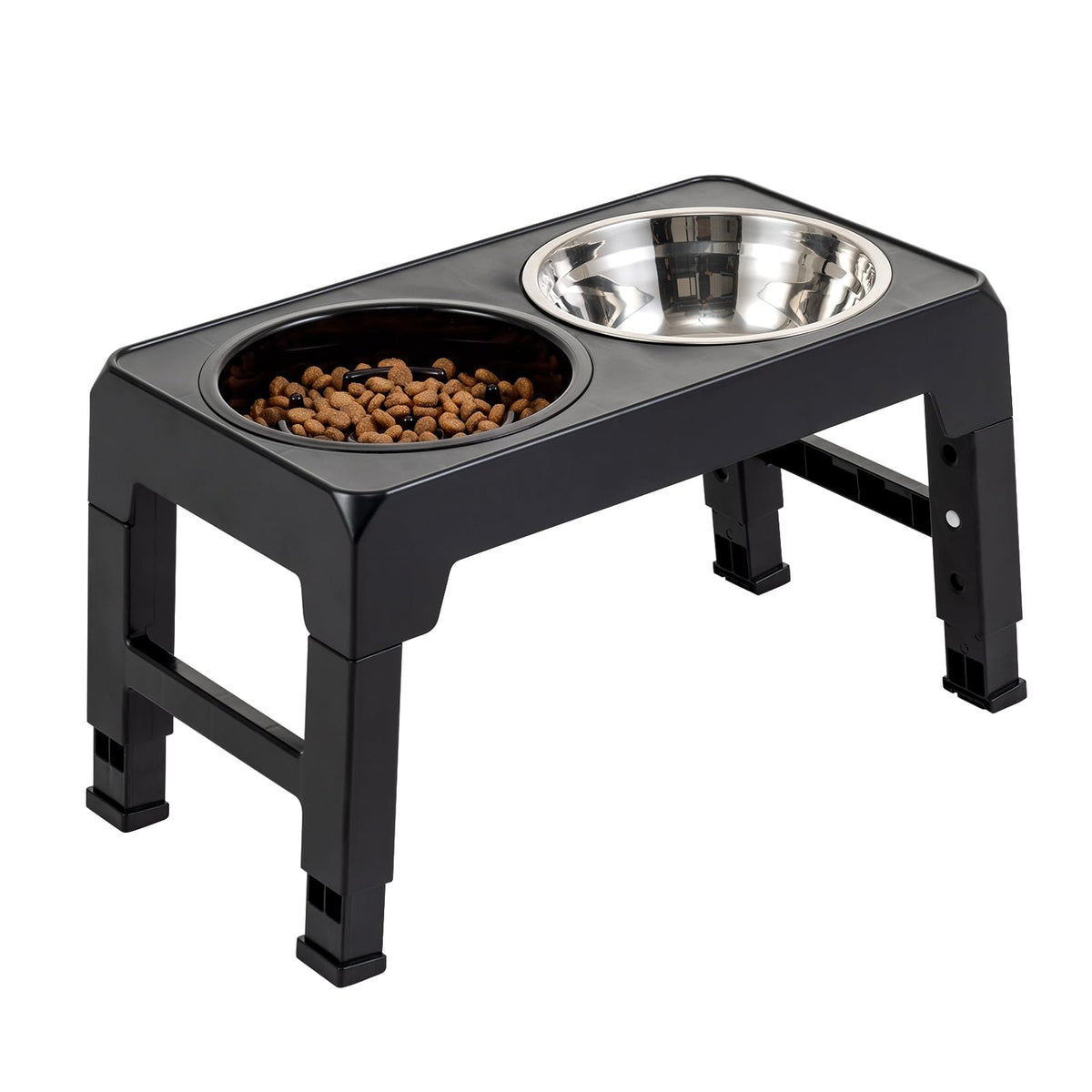 Raised Dog Bowls with Slow Feeder and 4-Level Adjustable Stand