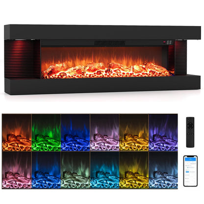 50” 3-Sided Electric Fireplace with Mantel & WiFi Smart Control