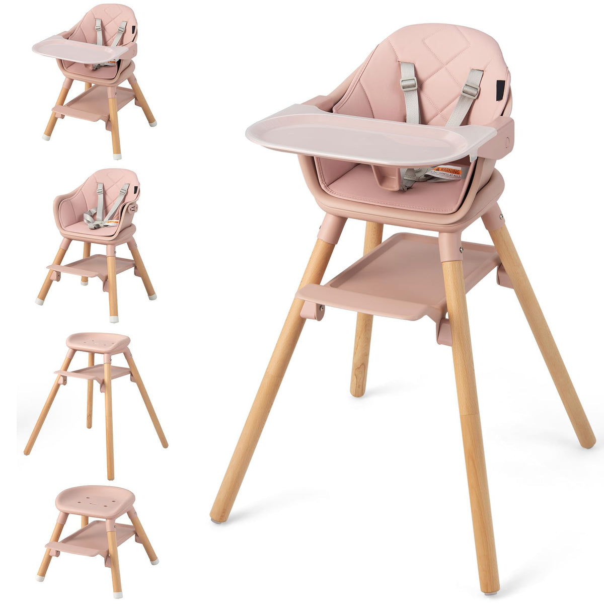 3 in 1 High Chairs for Babies and Toddlers with Foot Rest and Removable Double Tray