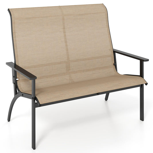 Outdoor Adirondack Bench Chair with High Back and Armrests