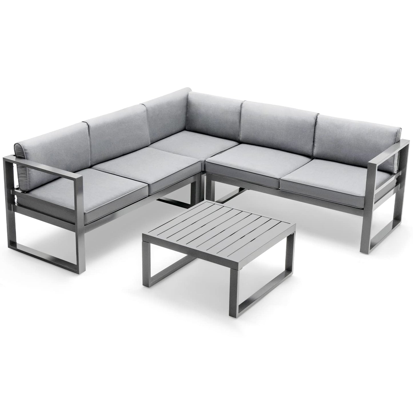 5 Seater L Shape Aluminium Garden Corner Sofa Set