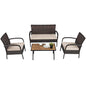 Giantex Garden Furniture Set 4 Piece Patio Conversation Set with Loveseat Coffee Table and 2 Armchairs