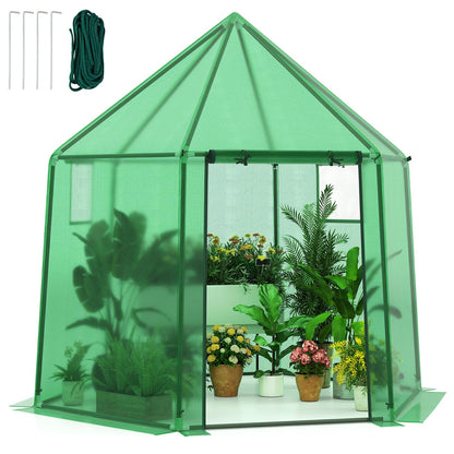 Walk In Greenhouse, 198 x 172 x 190cm Polytunnels Grow House with PE Cover