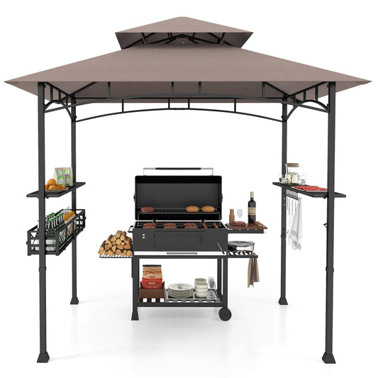 Fire Resistant Waterproof Outdoor BBQ Shelter with 2 Side Shelves