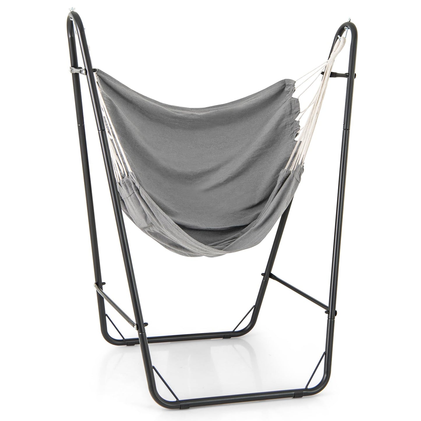 Hammock Chair with Stand, Heavy Duty Metal Frame Swing Chair with Side Pocket