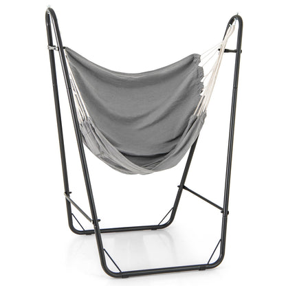 Hammock Chair with Stand, Heavy Duty Metal Frame Swing Chair with Side Pocket