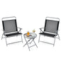 3PCS Garden Folding Chairs and Table Set with Ripple-like Glass Tabletop