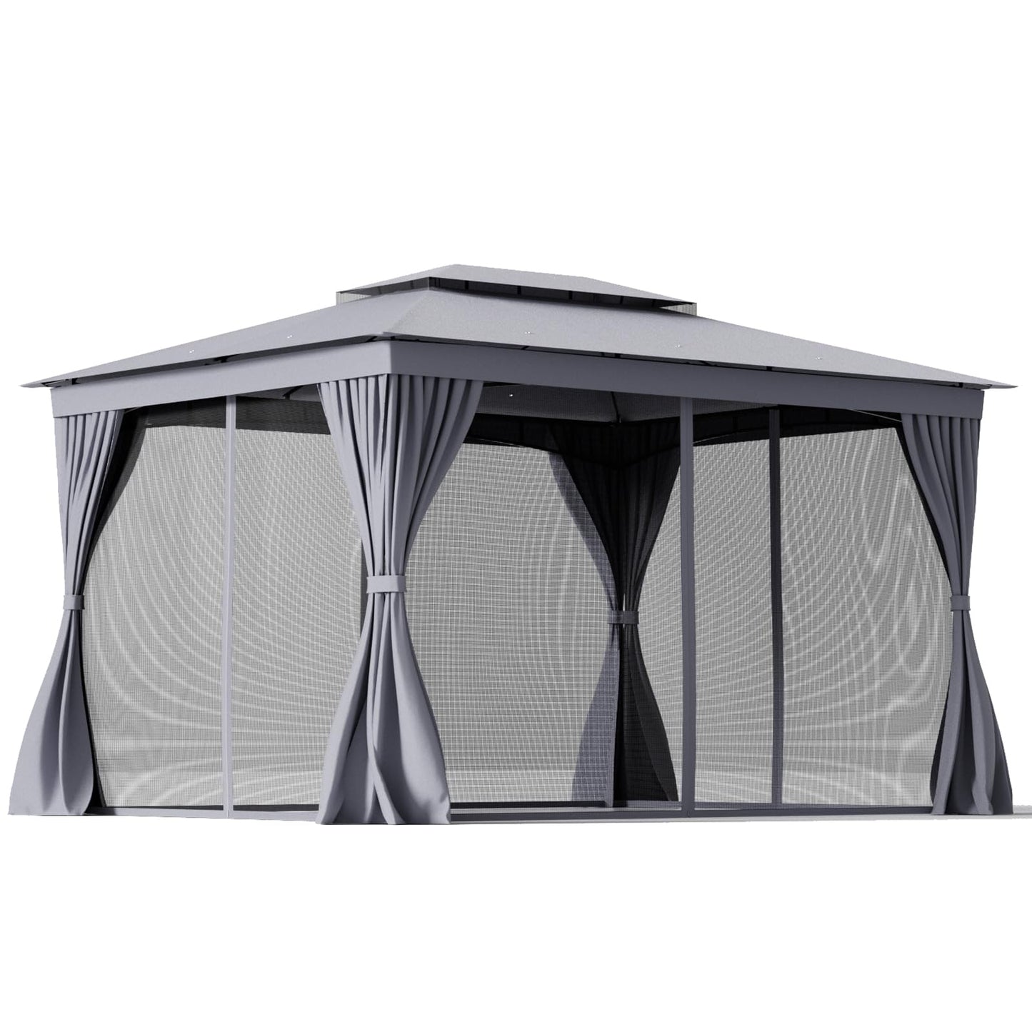 Outdoor Double-Roof Patio Gazebo Canopy Tent with Mesh Netting