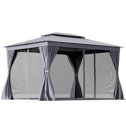 Outdoor Double-Roof Patio Gazebo Canopy Tent with Mesh Netting