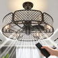 Caged Crystal Ceiling Fan Light with 6 Gear Speeds and 3 Fan Blades