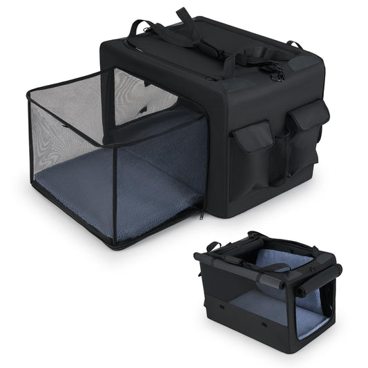 Foldable Pet Carrier Bag with 2 Openings & Expandable Mesh Basket