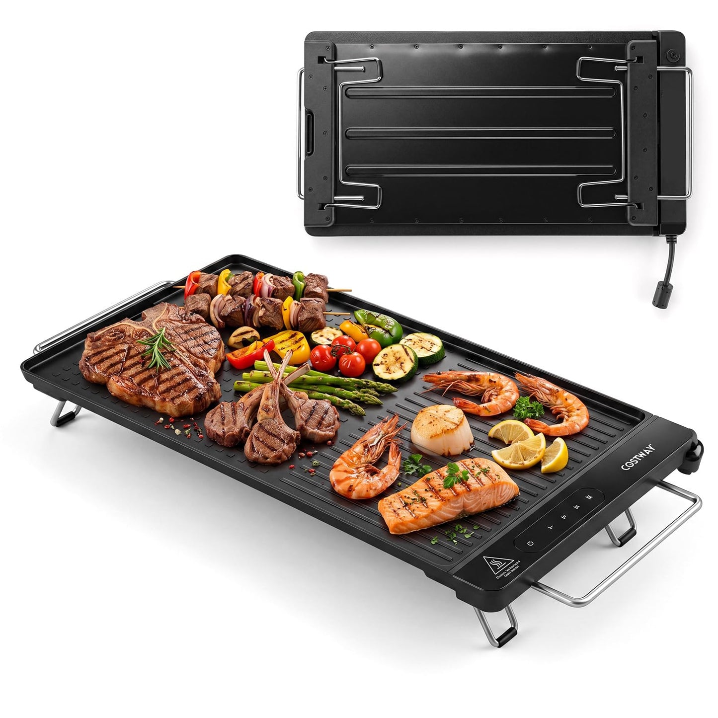 Electric Teppanyaki Grill, 1300W BBQ Griddle with Removable Touch Panel