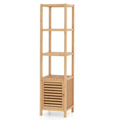 Freestanding Storage Cupboard with Shuttered Door and Open Shelves