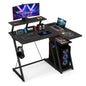 L-Shaped Gaming Desk with Outlets USB Ports and Monitor Shelf